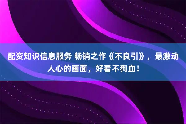 配资知识信息服务 畅销之作《不良引》，最激动人心的画面，好看不狗血！